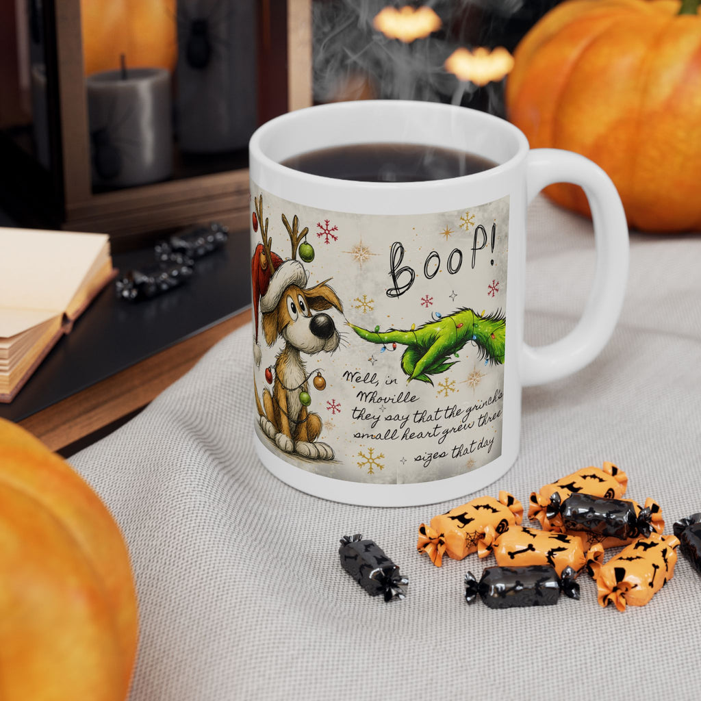 Grinch Paw & Reindeer Puppy Christmas Mug | Ceramic Coffee Mug