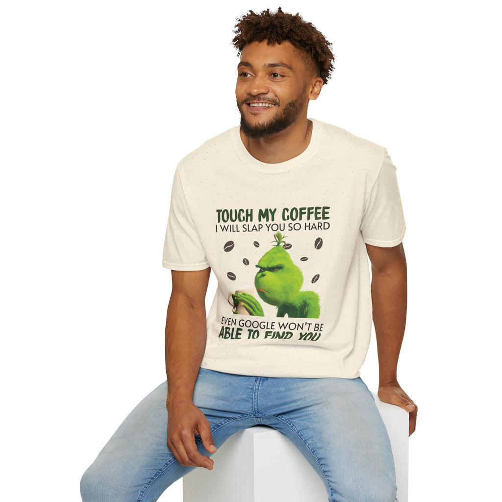 Funny Grinch Coffee T-Shirt, Unisex Tee for Coffee Lovers, Holiday Gift, Quirky Humor Shirt, Perfect for Christmas and Birthdays