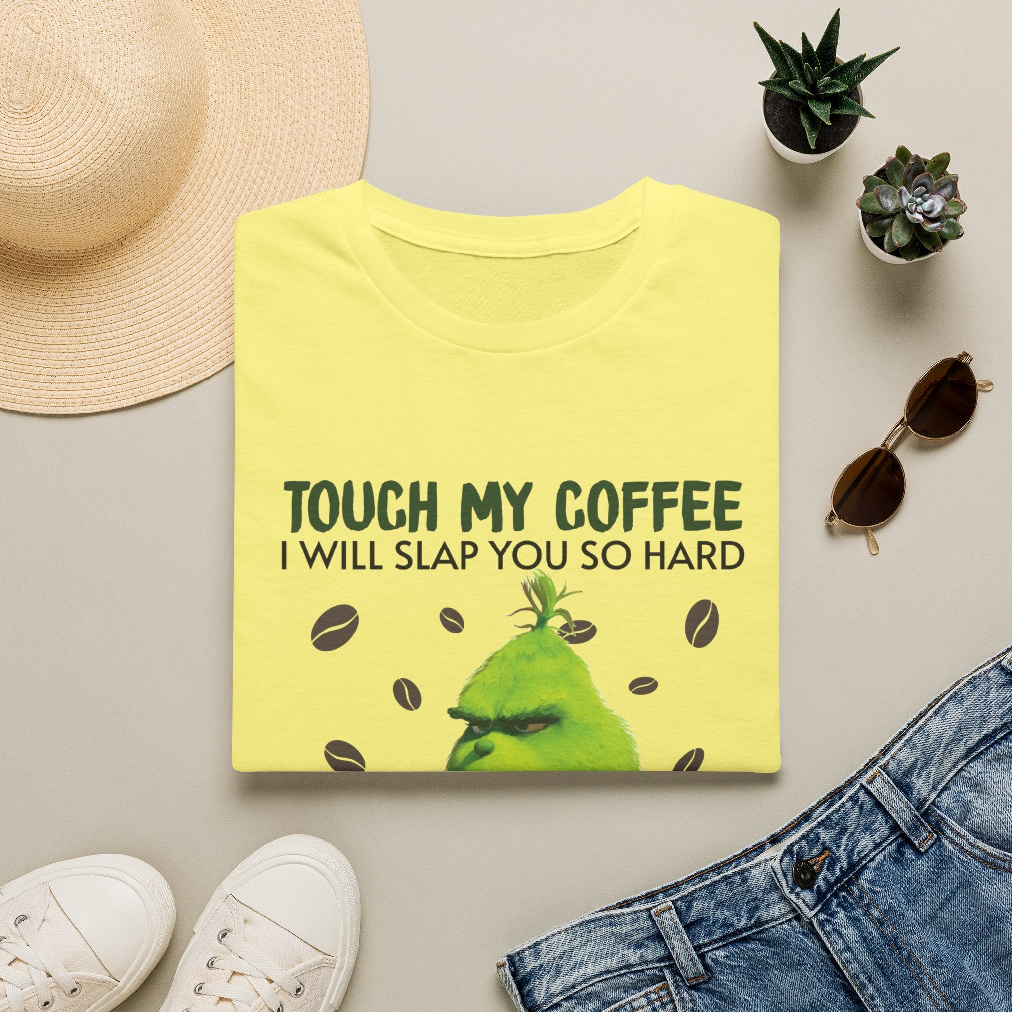 Funny Grinch Coffee T-Shirt, Unisex Tee for Coffee Lovers, Holiday Gift, Quirky Humor Shirt, Perfect for Christmas and Birthdays