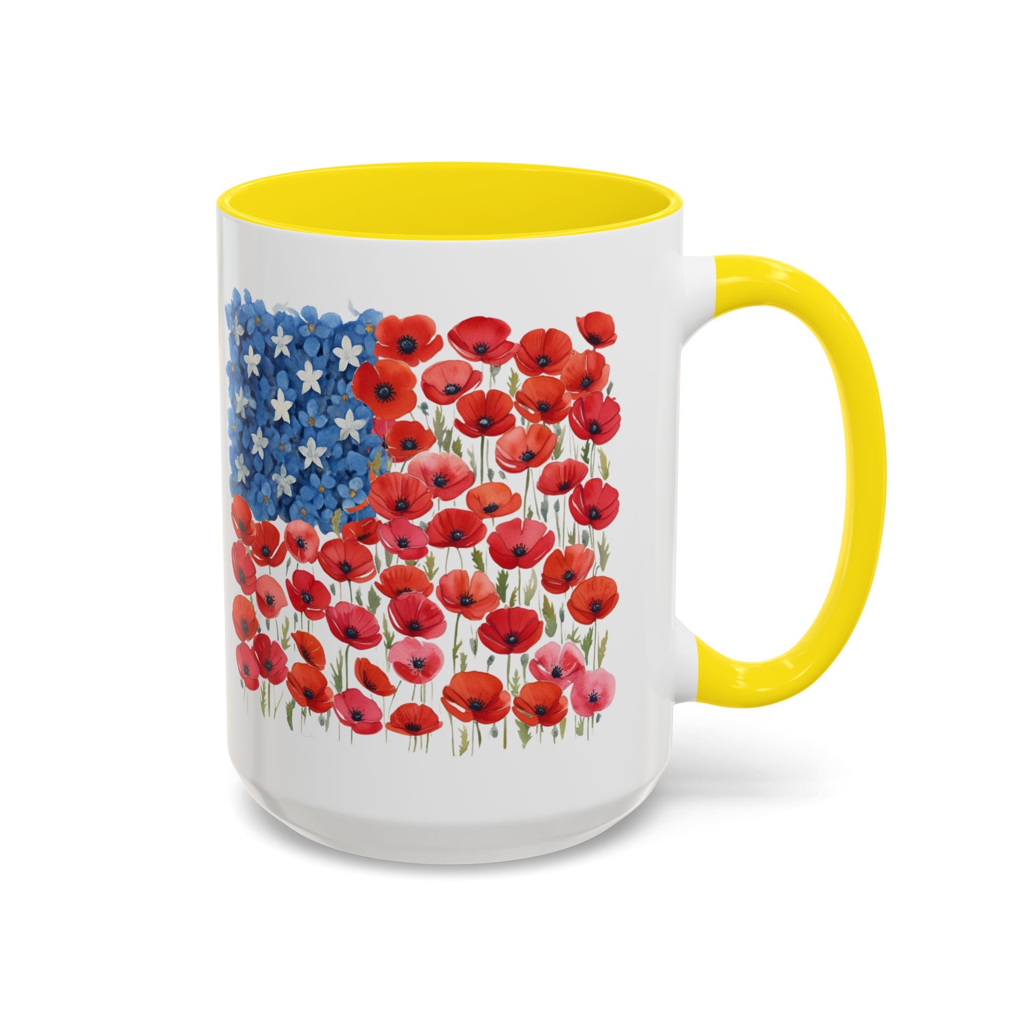 Poppy Flowers  American Flag Mug | Accent Coffee Mug