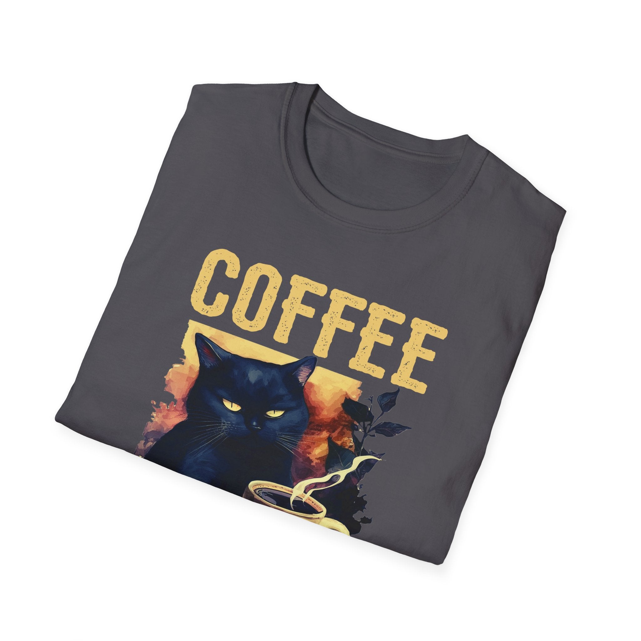 Coffee Because Murder Is Wrong T-Shirt | Black Cat Coffee Tee