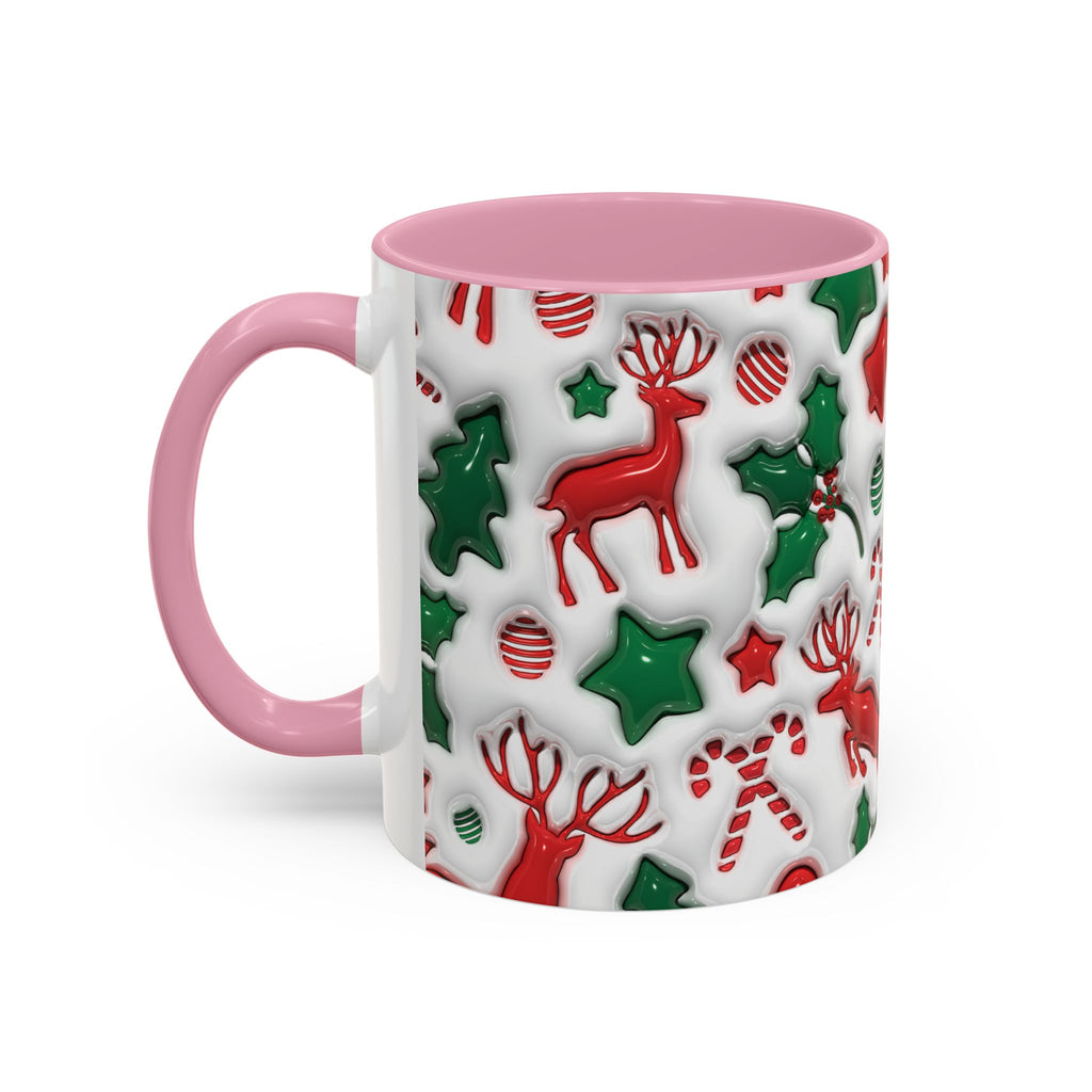 Festive Holiday Mugs, Christmas Coffee Cups, Colorful Reindeer and Candy Cane Design, Cozy Winter Drinkware, Perfect Gift for Holidays