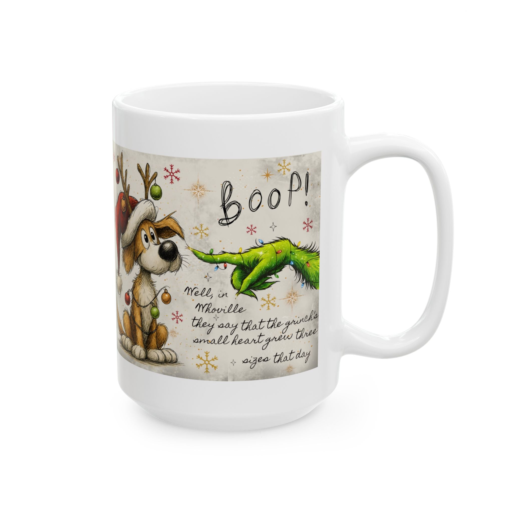 Grinch Paw & Reindeer Puppy Christmas Mug | Ceramic Coffee Mug