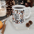 Cute Cartoon Puppies Ceramic Mug | Dog Paws Bones Pattern