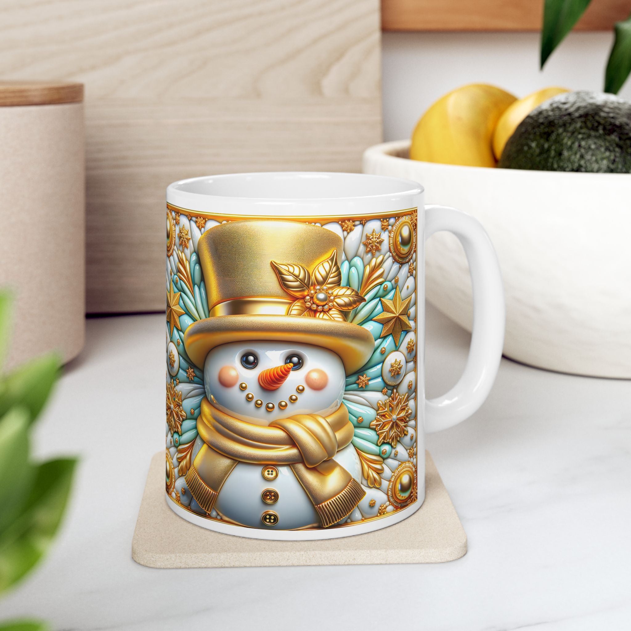 Festive Snowman Ceramic Mug - Perfect for Holiday Gifting, Winter Celebrations, Cozy Home Decor, Christmas Kitchenware, Seasonal Drinkware