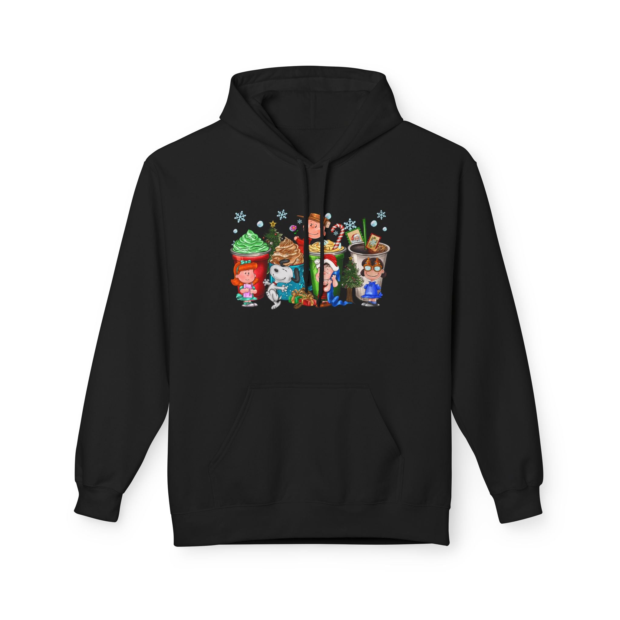 Holiday Hot Cocoa Peanut Characters Hoodie | Winter Drink Cartoon Crew