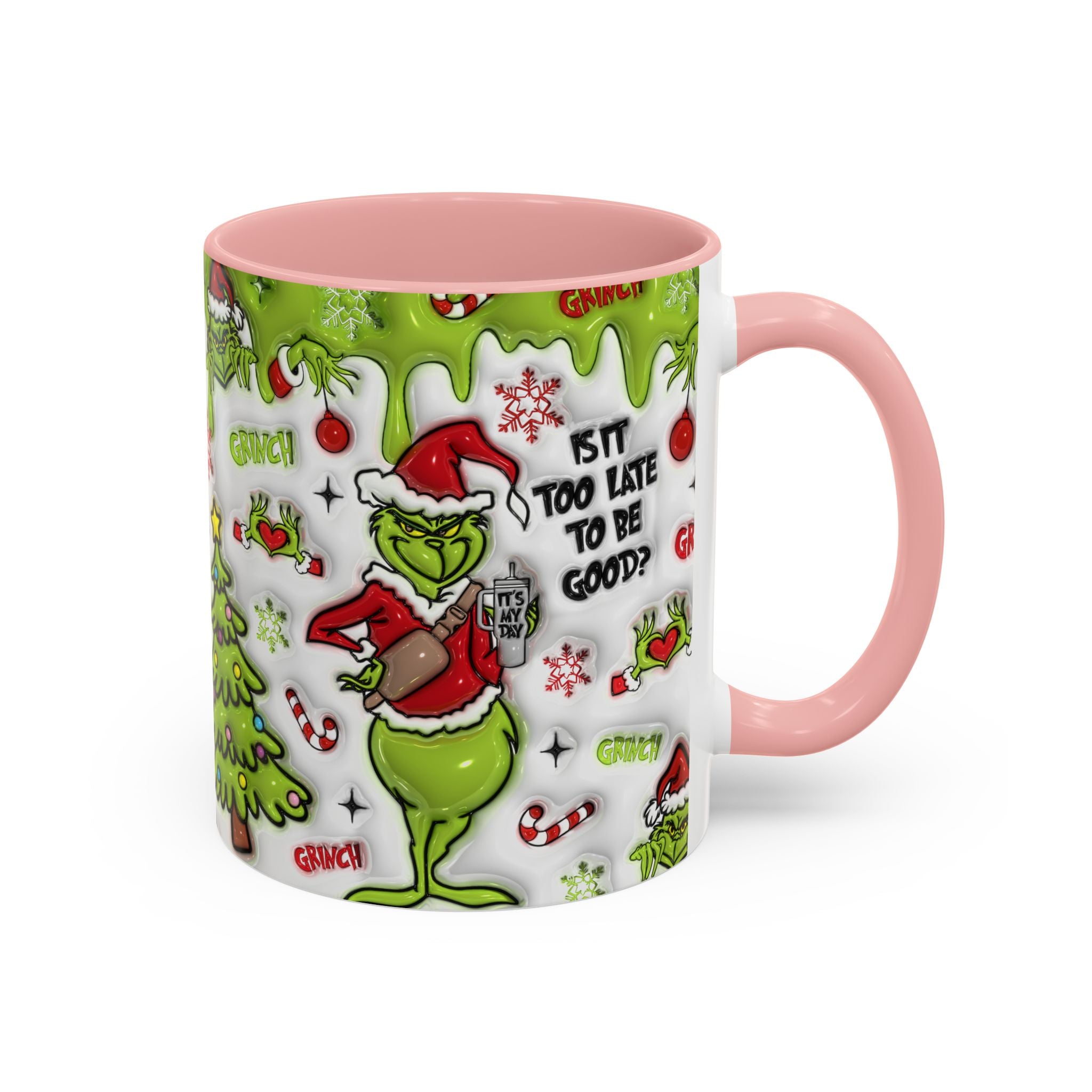 Grinch Holiday Coffee Mug — "Is It Too Late to Be Good?" Accent 11/15oz