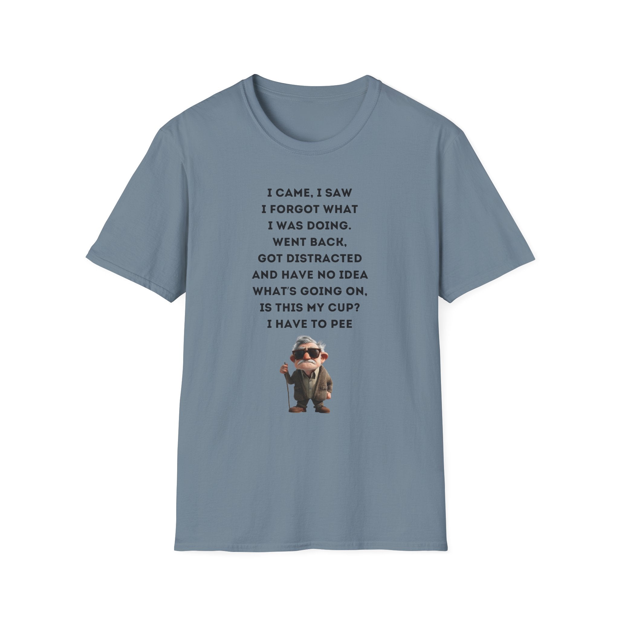Forgetful Mini Character I Have To Pee T-Shirt | Funny Quote Tee