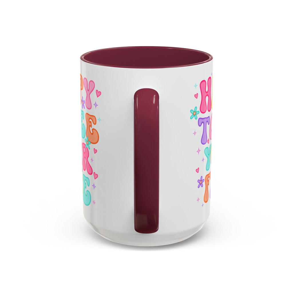 Happy To See Your Face Colorful Coffee Mug — Retro Smiley 11oz/15oz