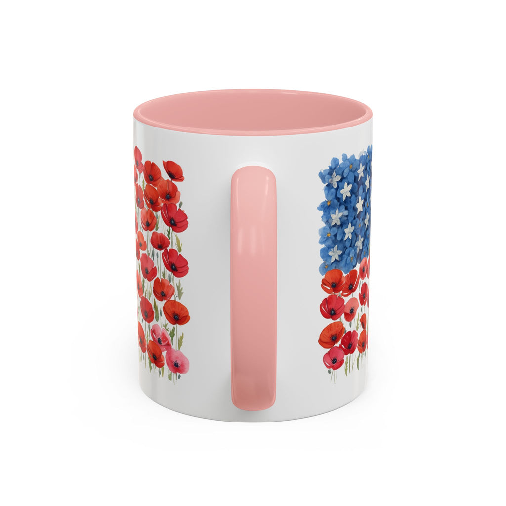 Poppy Flowers  American Flag Mug | Accent Coffee Mug