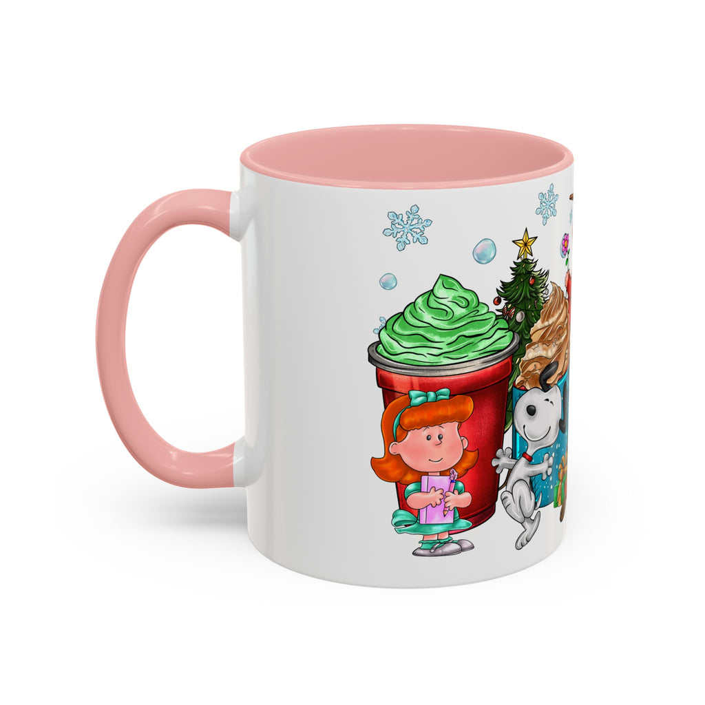 The Peanut Gang Christmas Characters Accent Coffee Mug | Holiday Cocoa Cartoon Mug
