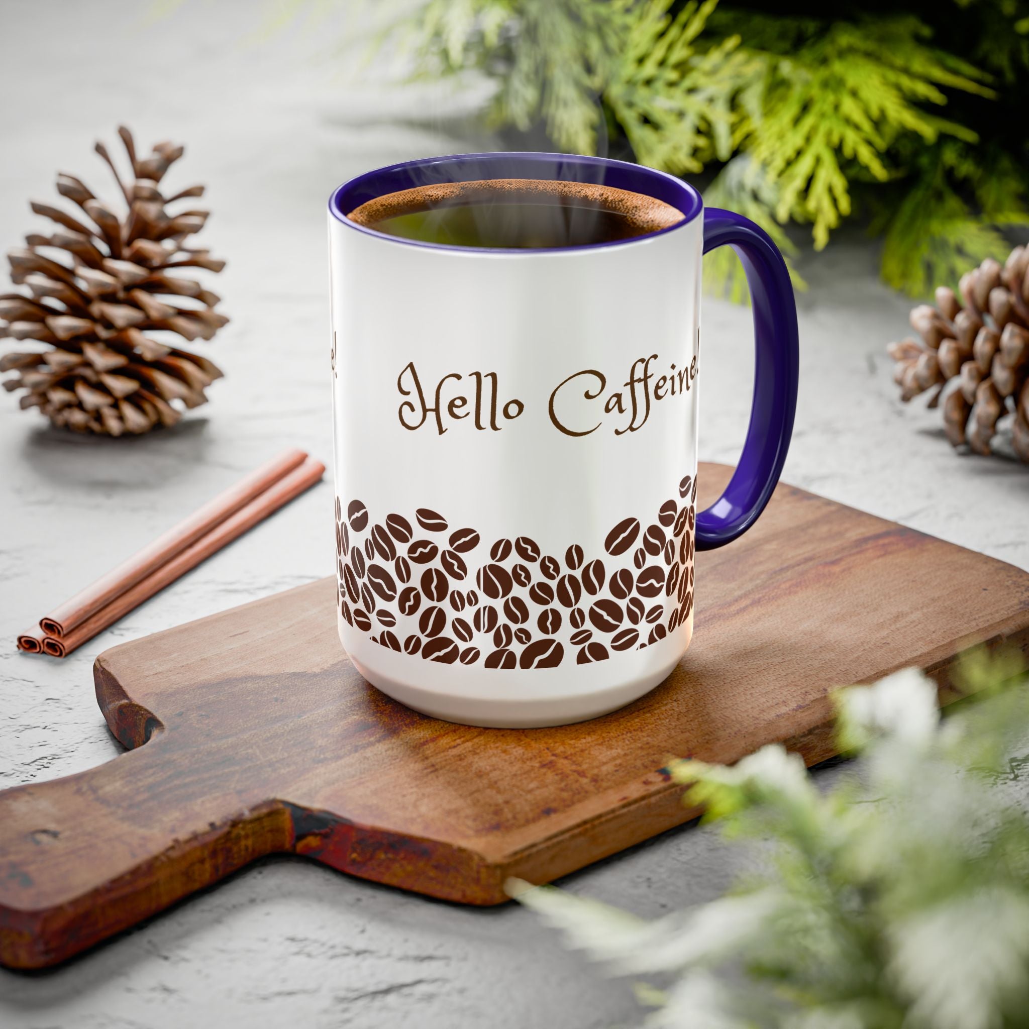 Hello Caffeine! Coffee Bean Ceramic Mug (11oz & 15oz)