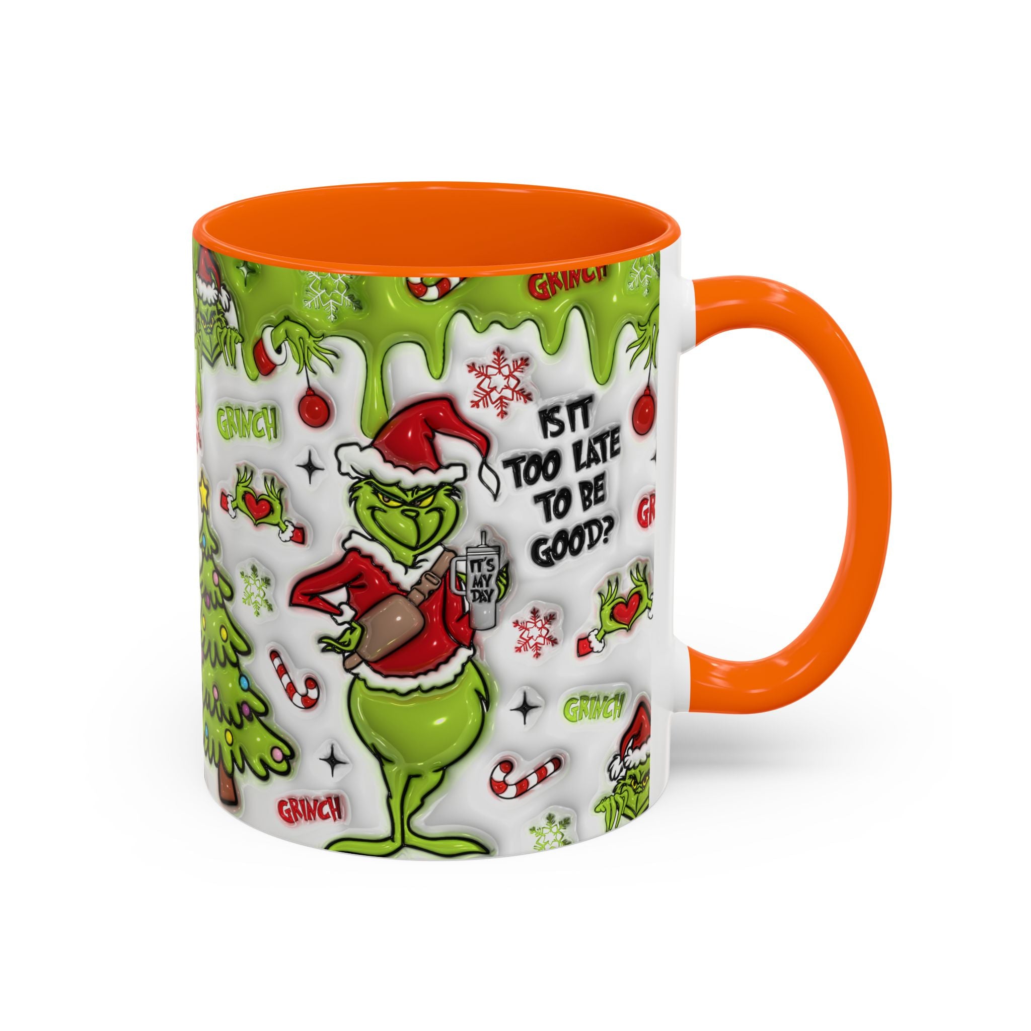 Grinch Holiday Coffee Mug — "Is It Too Late to Be Good?" Accent 11/15oz