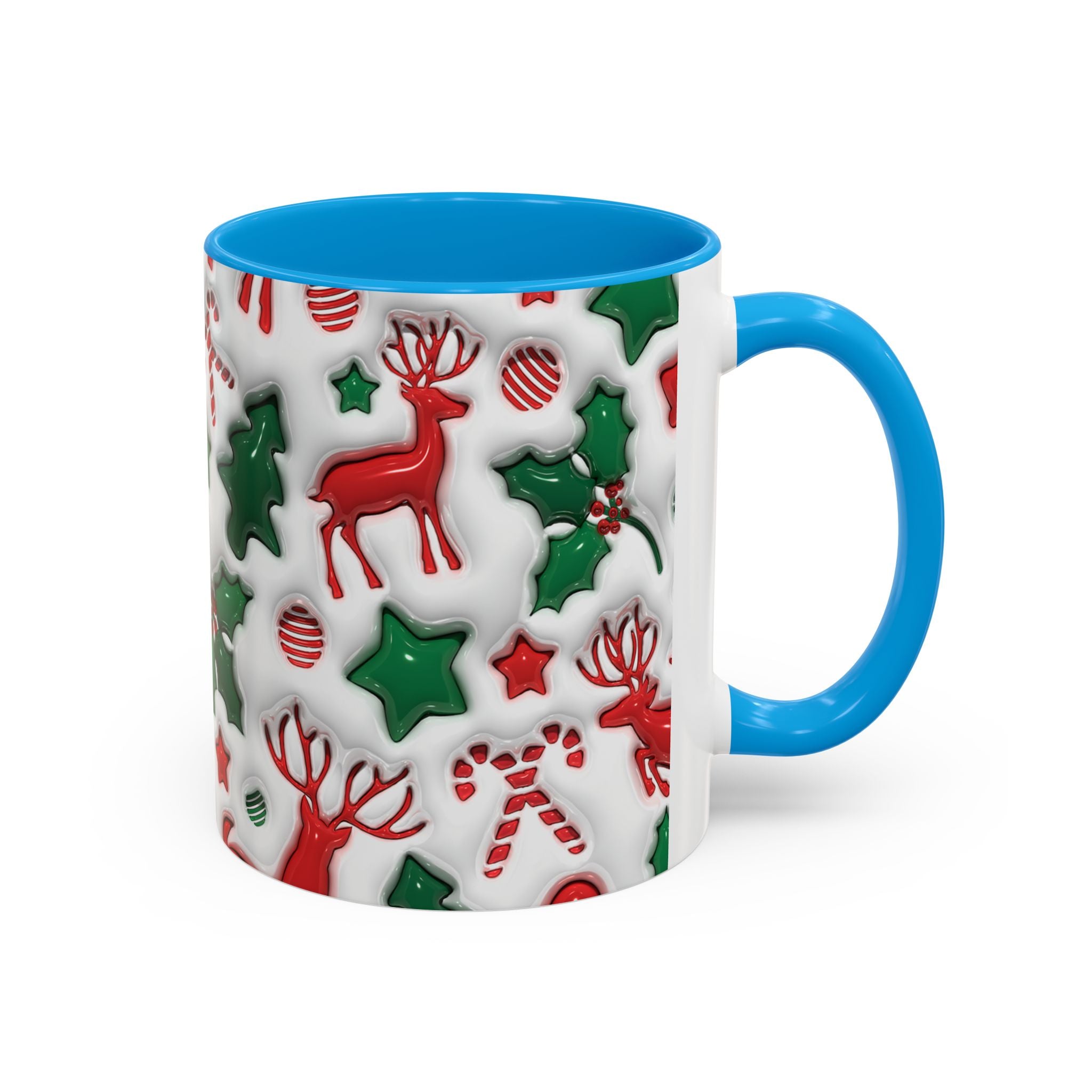 Festive Holiday Mugs, Christmas Coffee Cups, Colorful Reindeer and Candy Cane Design, Cozy Winter Drinkware, Perfect Gift for Holidays