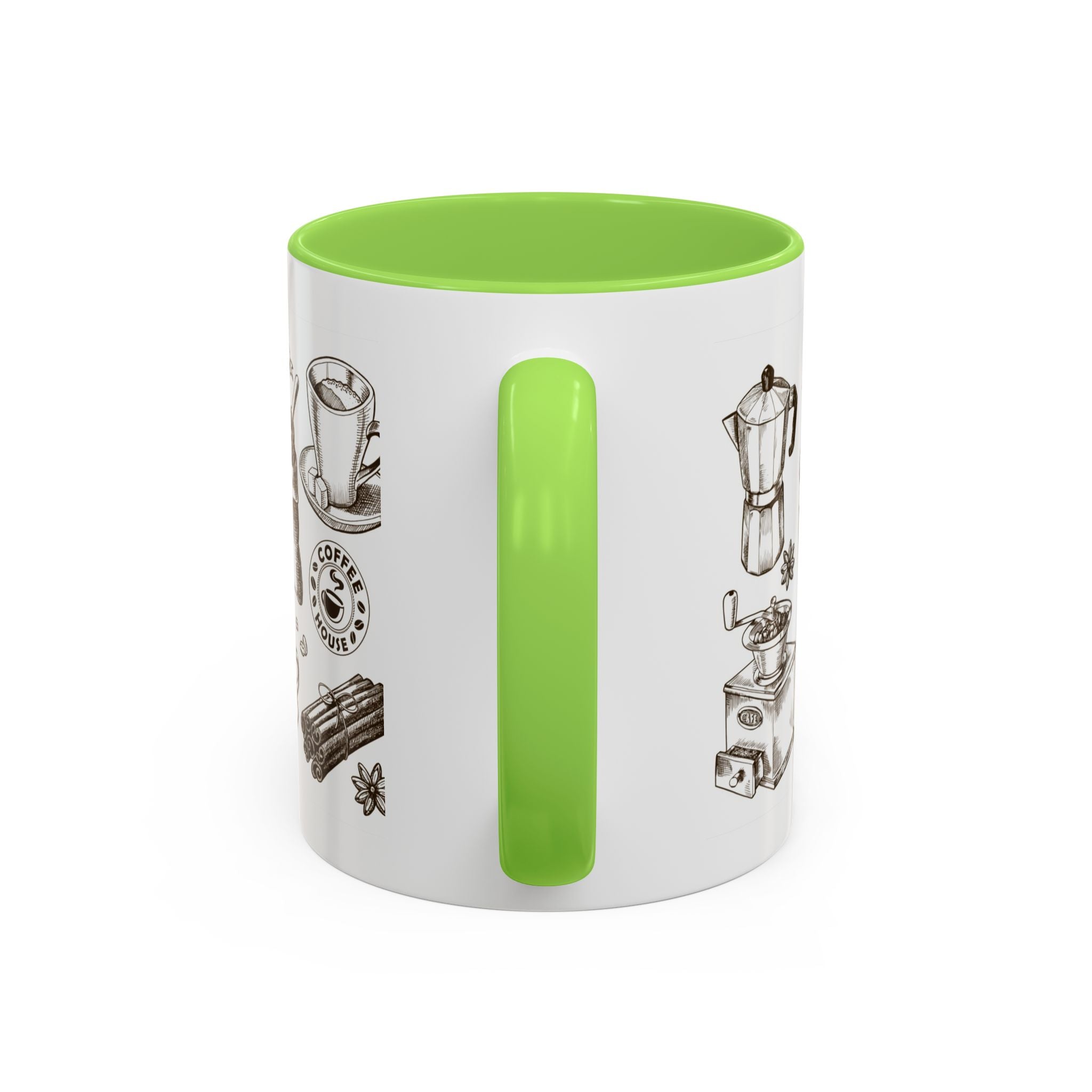Coffee Pattern Mug — Illustrated Coffee Beans & Brewing Tools (11oz/15oz)