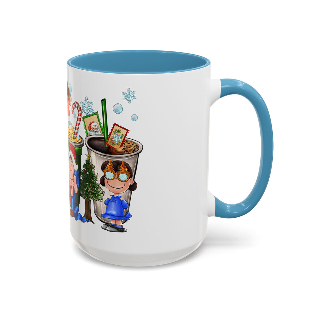 The Peanut Gang Christmas Characters Accent Coffee Mug | Holiday Cocoa Cartoon Mug