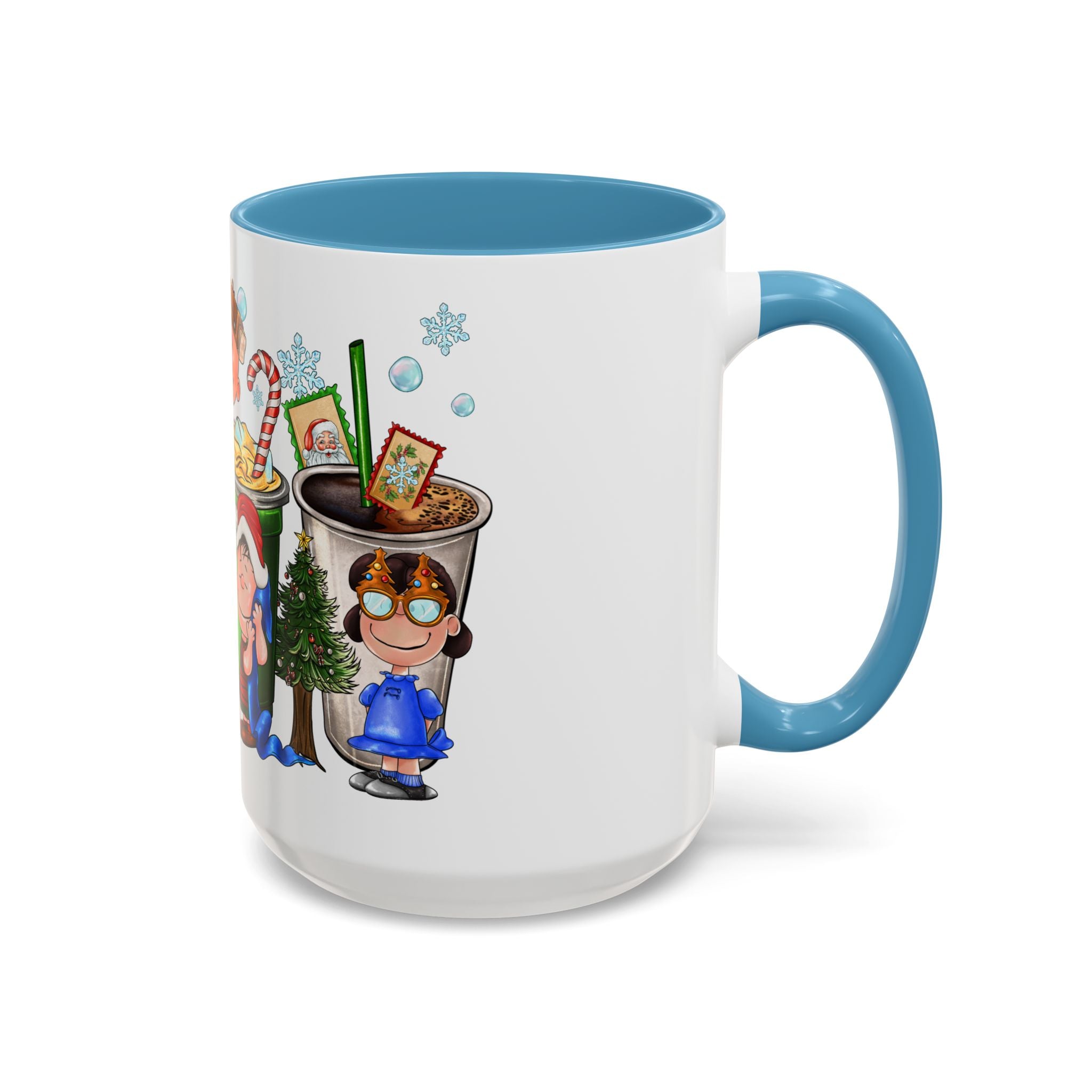 The Peanut Gang Christmas Characters Accent Coffee Mug | Holiday Cocoa Cartoon Mug