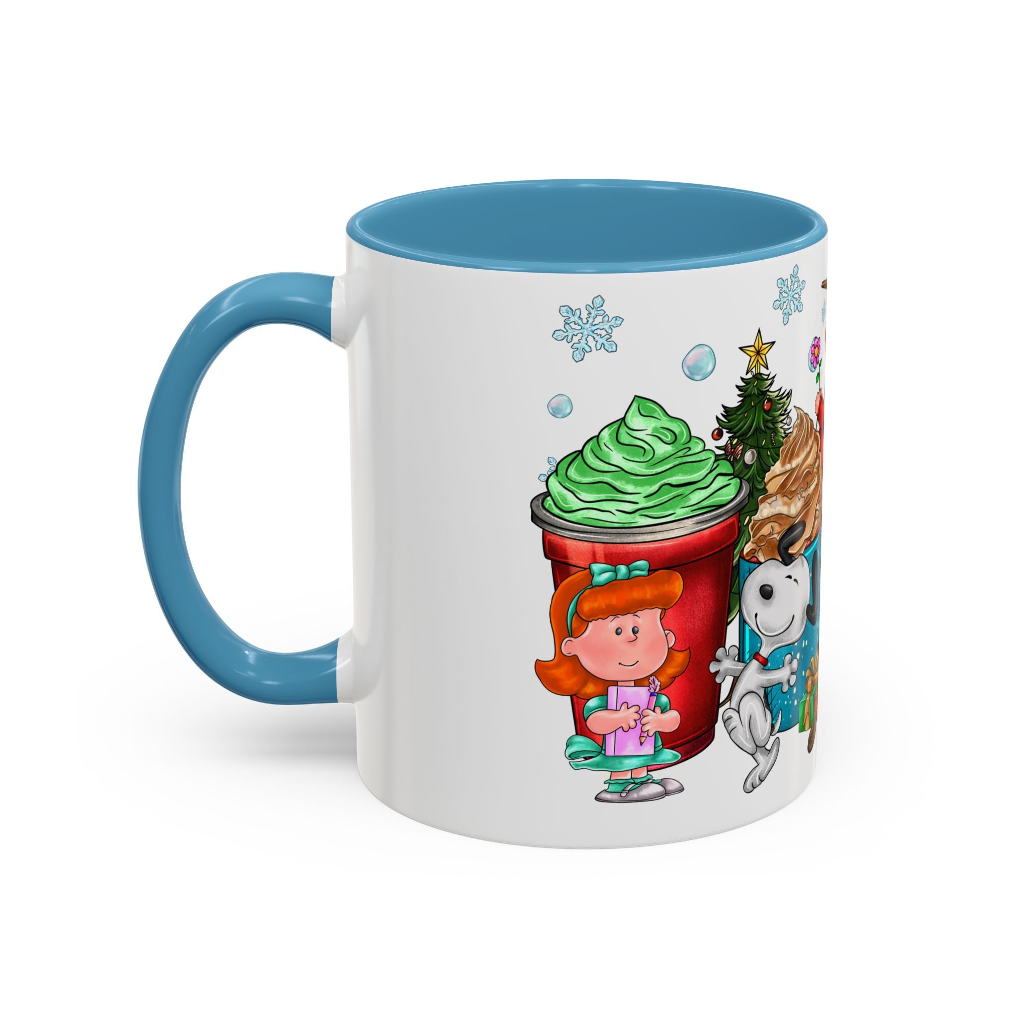 The Peanut Gang Christmas Characters Accent Coffee Mug | Holiday Cocoa Cartoon Mug