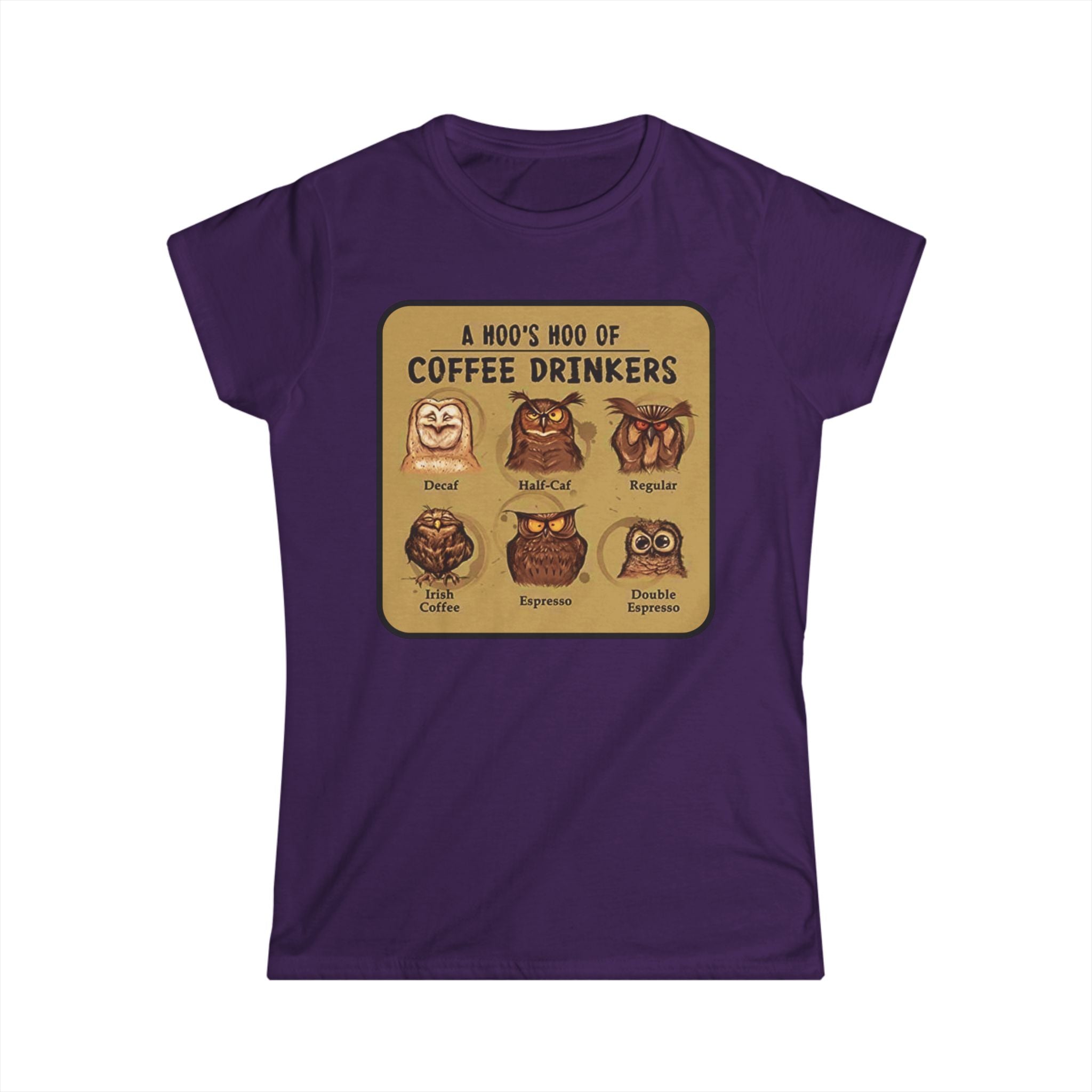 Coffee Drinkers Owl Chart Womans T-Shirt | Cute Coffee Owl Illustration