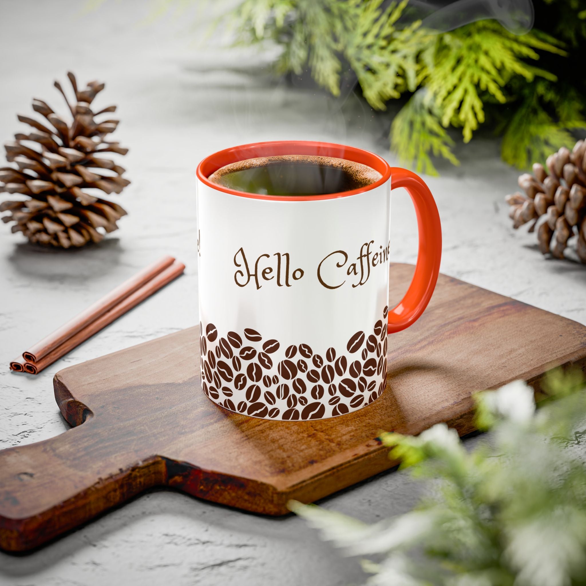 Hello Caffeine! Coffee Bean Ceramic Mug (11oz & 15oz)