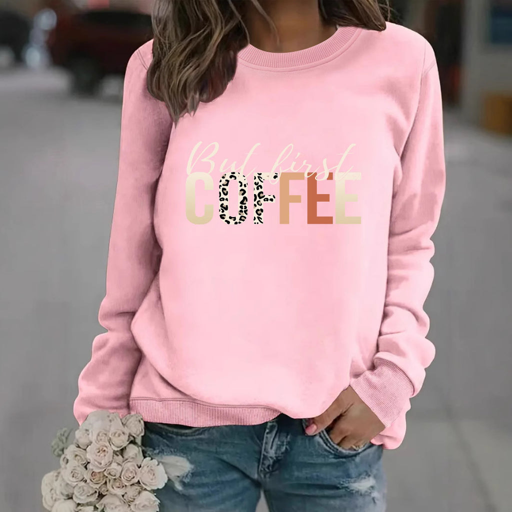 Coffee print pullover sweatshirt sweatshirt