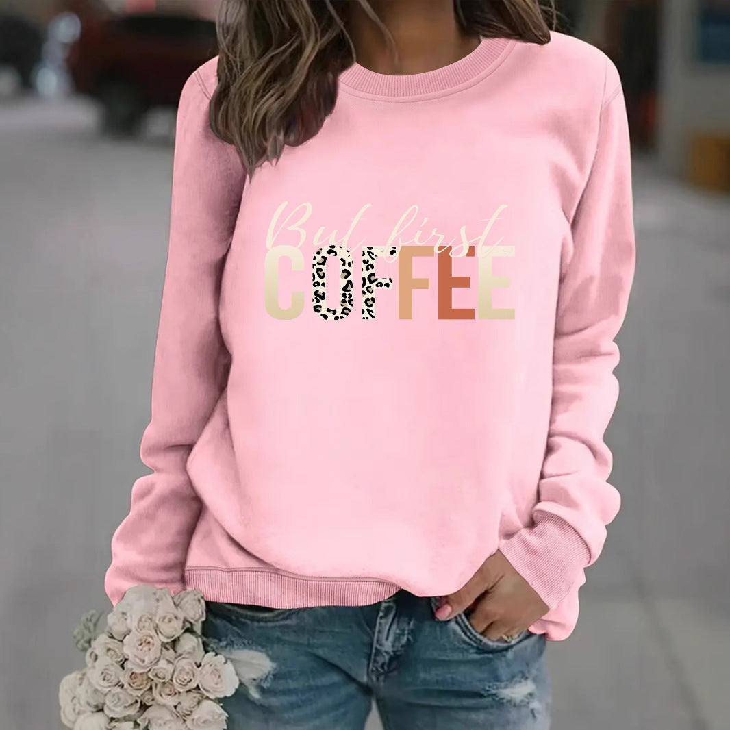 Coffee print pullover sweatshirt sweatshirt