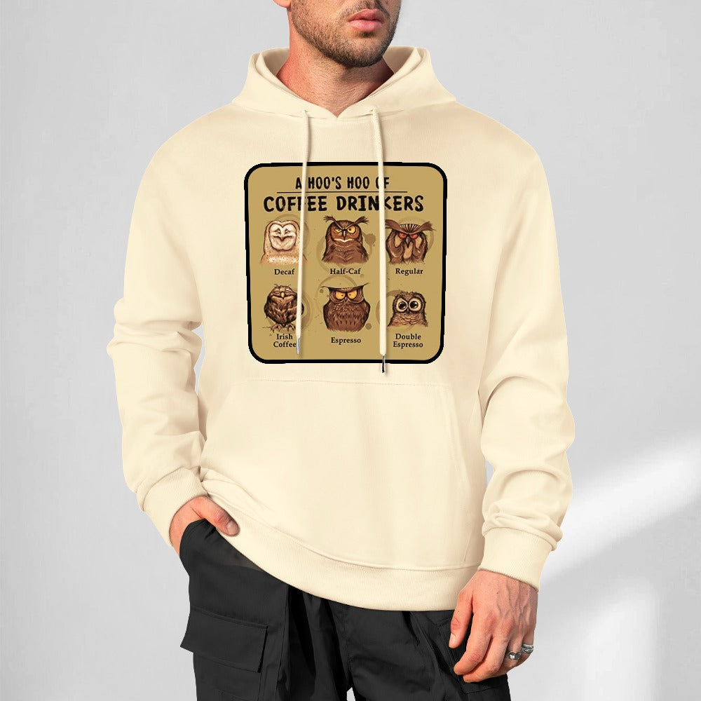 Hoo's Hoo of Coffee Drinkers Multiple colors New Pure cotton hooded sweater