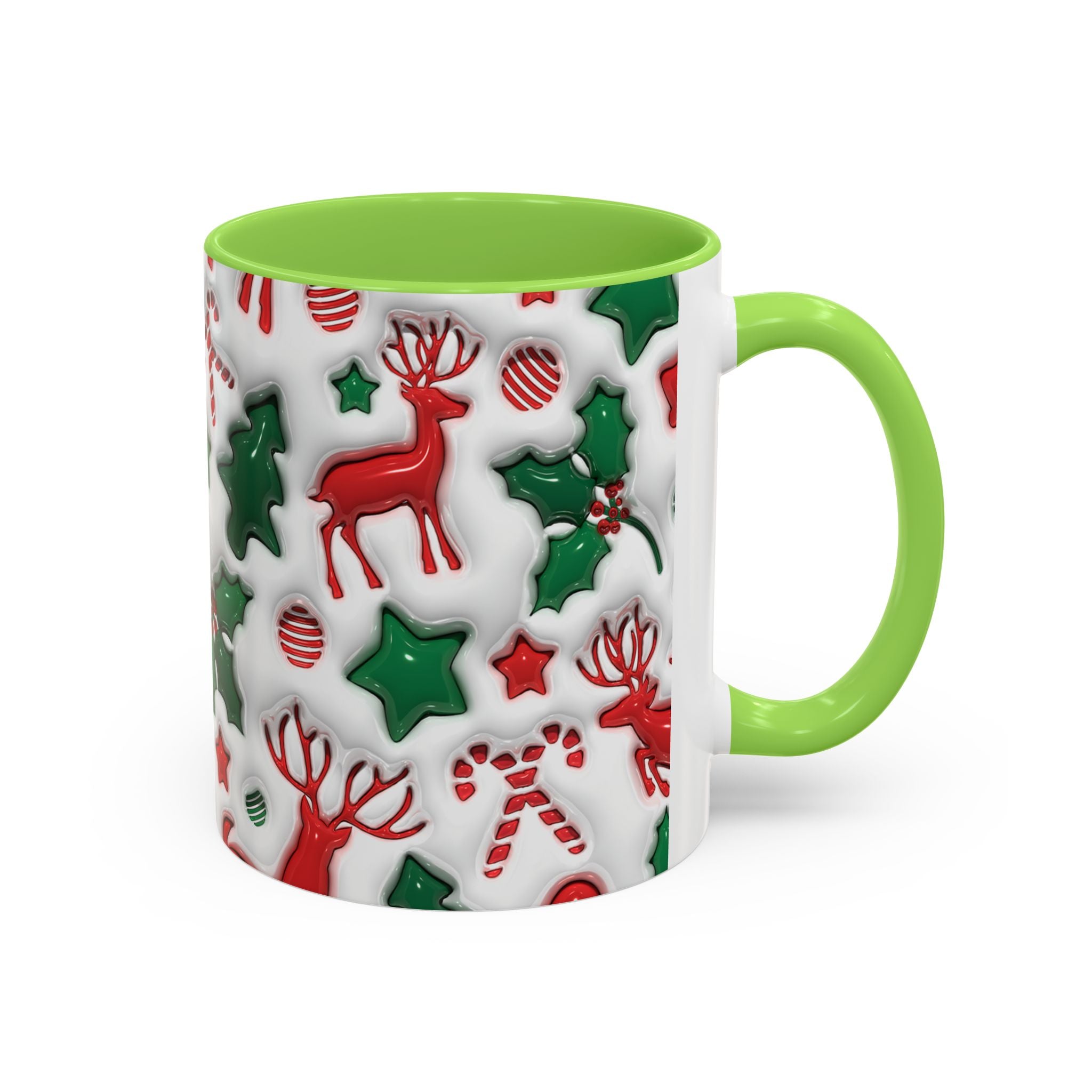 Festive Holiday Mugs, Christmas Coffee Cups, Colorful Reindeer and Candy Cane Design, Cozy Winter Drinkware, Perfect Gift for Holidays