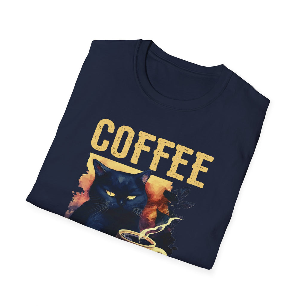 Coffee Because Murder Is Wrong T-Shirt | Black Cat Coffee Tee