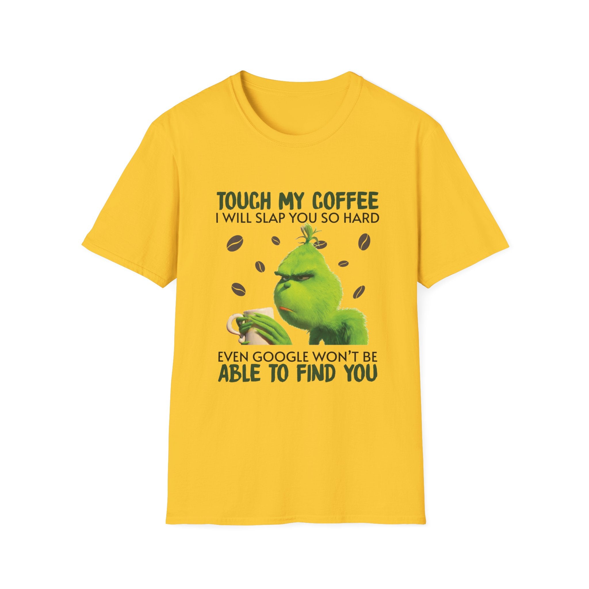 Funny Grinch Coffee T-Shirt, Unisex Tee for Coffee Lovers, Holiday Gift, Quirky Humor Shirt, Perfect for Christmas and Birthdays