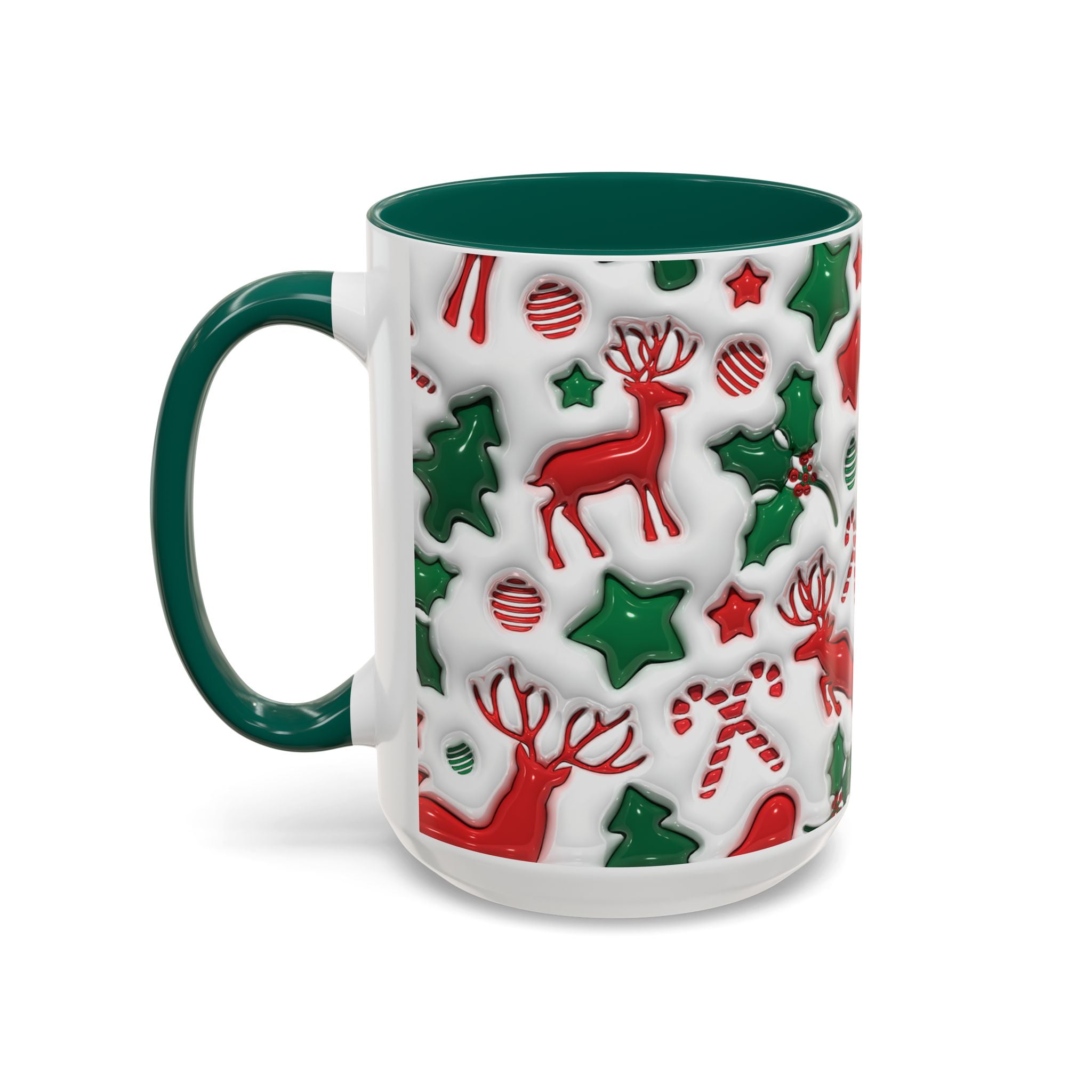 Festive Holiday Mugs, Christmas Coffee Cups, Colorful Reindeer and Candy Cane Design, Cozy Winter Drinkware, Perfect Gift for Holidays