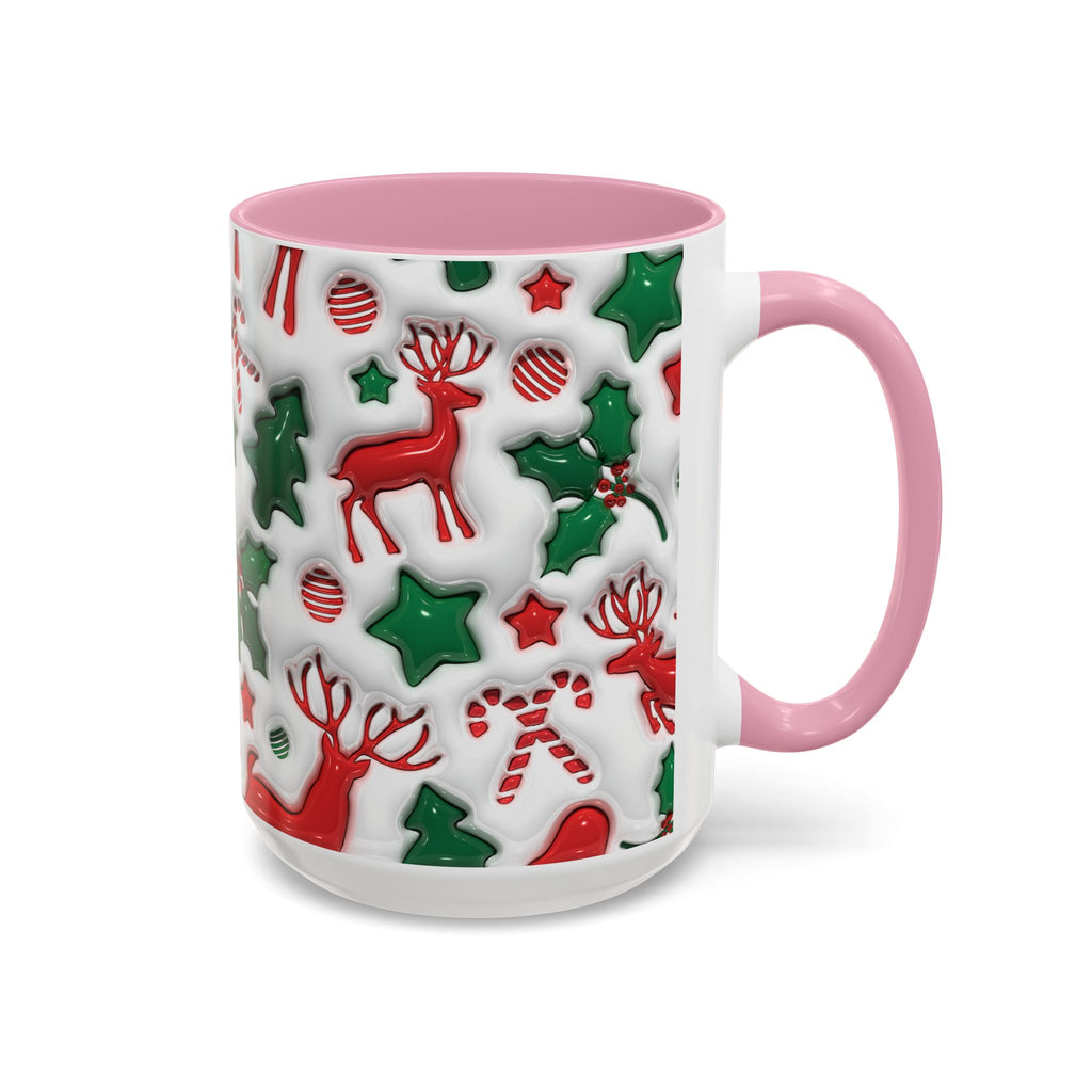 Festive Holiday Mugs, Christmas Coffee Cups, Colorful Reindeer and Candy Cane Design, Cozy Winter Drinkware, Perfect Gift for Holidays