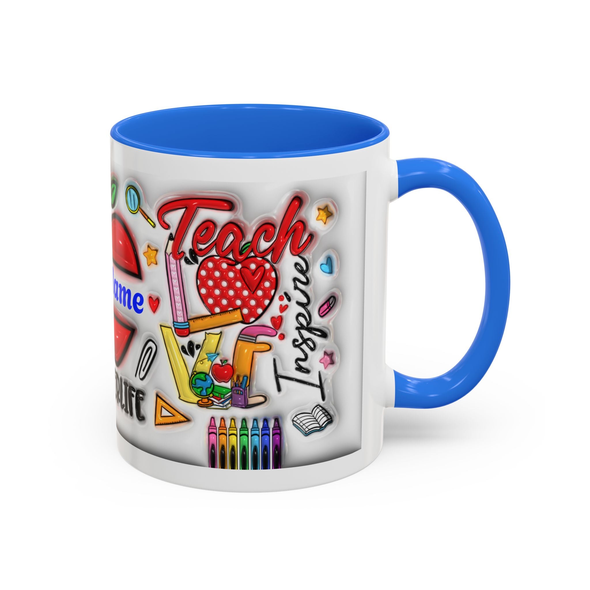 Personalized Teacher Mugs | Colorful 11oz & 15oz Coffee Cups | Fun Gift for Educators | Back to School | Teacher Appreciation
