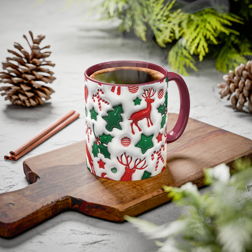 Festive Holiday Mugs, Christmas Coffee Cups, Colorful Reindeer and Candy Cane Design, Cozy Winter Drinkware, Perfect Gift for Holidays