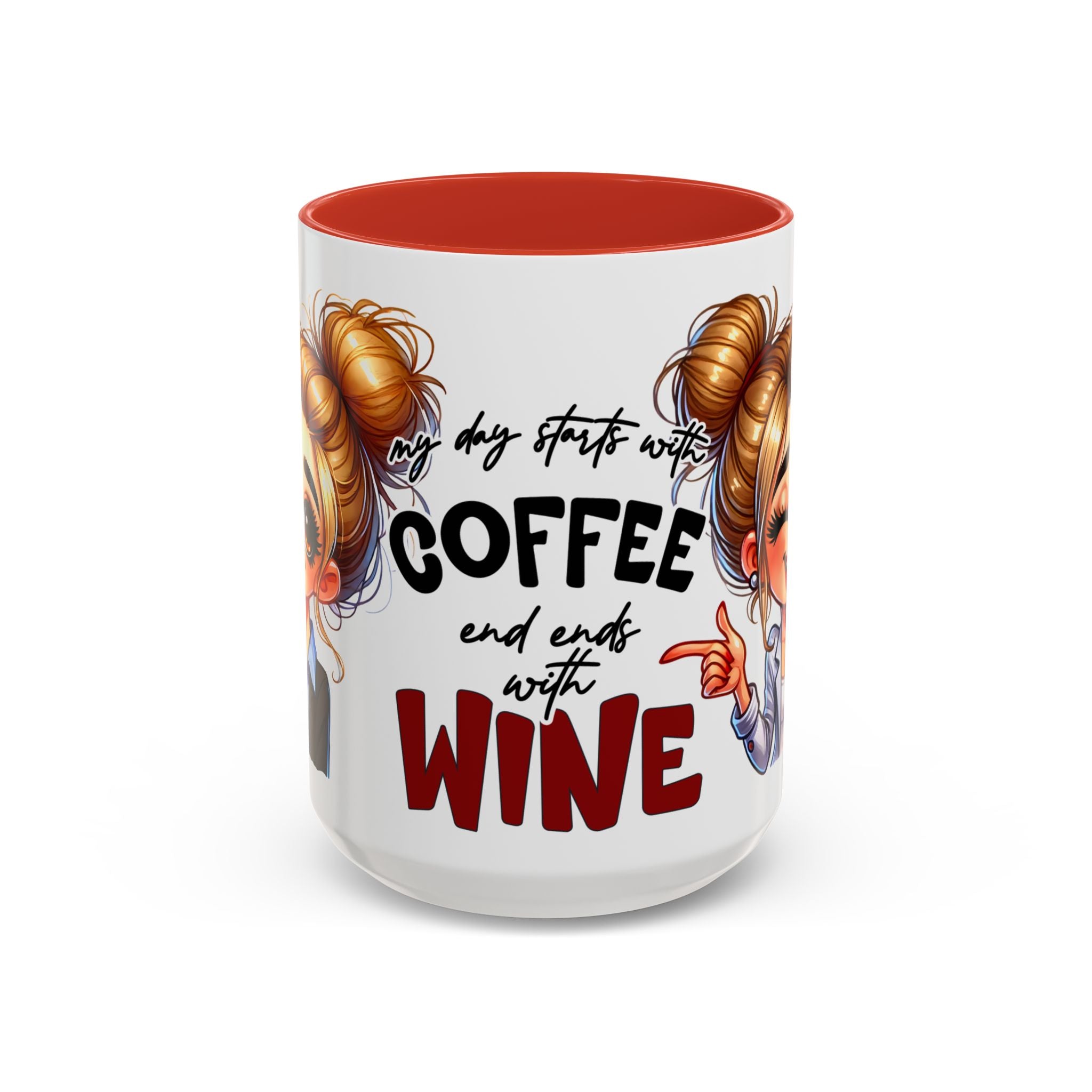 My Day Starts With Coffee and Ends With Wine Mug | Accent Coffee Mug