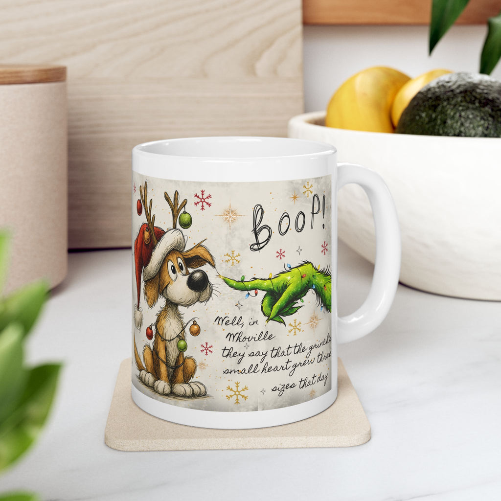 Grinch Paw & Reindeer Puppy Christmas Mug | Ceramic Coffee Mug