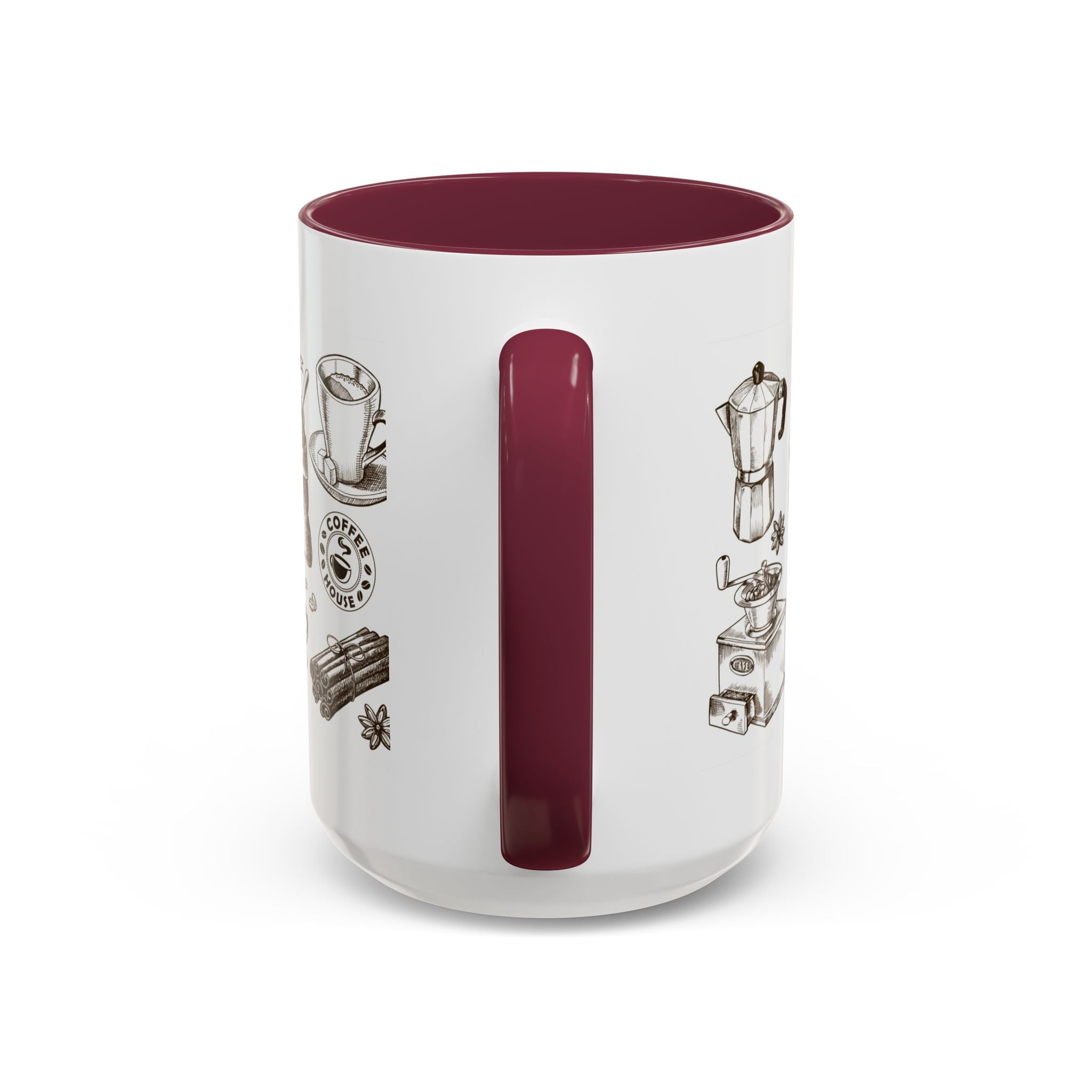 Coffee Pattern Mug — Illustrated Coffee Beans & Brewing Tools (11oz/15oz)