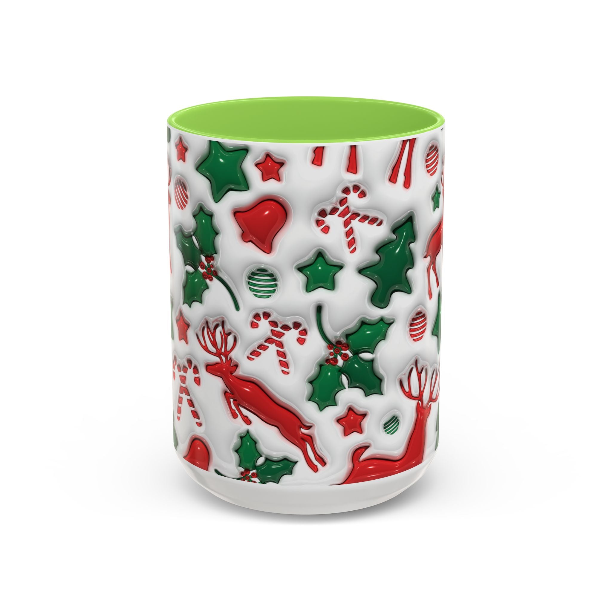 Festive Holiday Mugs, Christmas Coffee Cups, Colorful Reindeer and Candy Cane Design, Cozy Winter Drinkware, Perfect Gift for Holidays