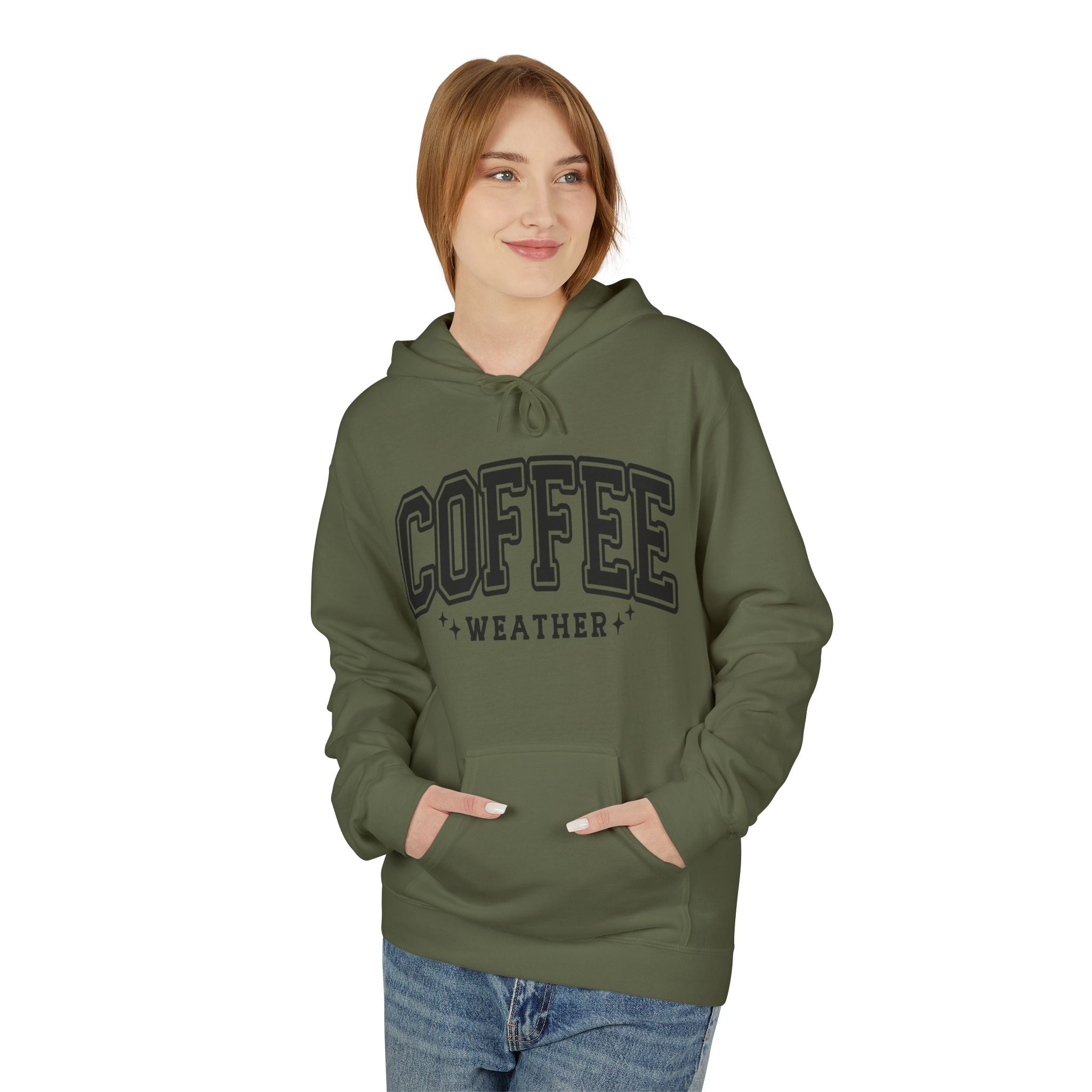 Cozy Coffee Weather Hoodie, Unisex Fleece Sweatshirt, Gift for Coffee Lovers, Fall Fashion, Casual Wear, Everyday Comfort