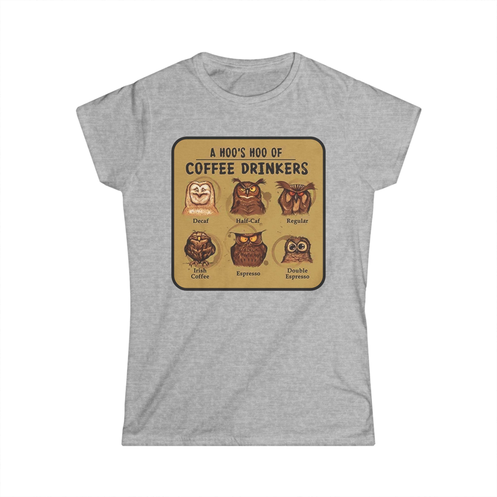 Coffee Drinkers Owl Chart Womans T-Shirt | Cute Coffee Owl Illustration