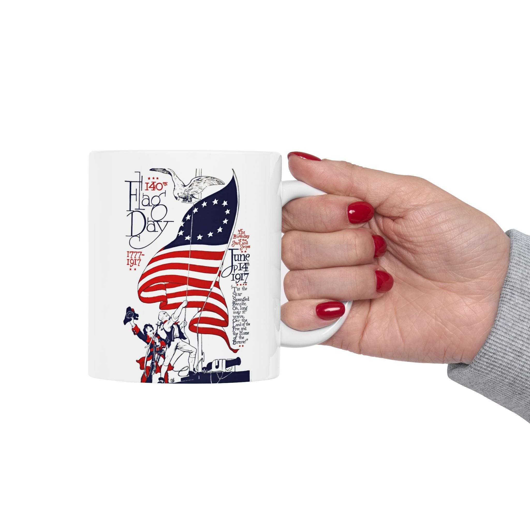 American Flag Day  Illustration Mug | Patriotic 11oz 15oz Ceramic