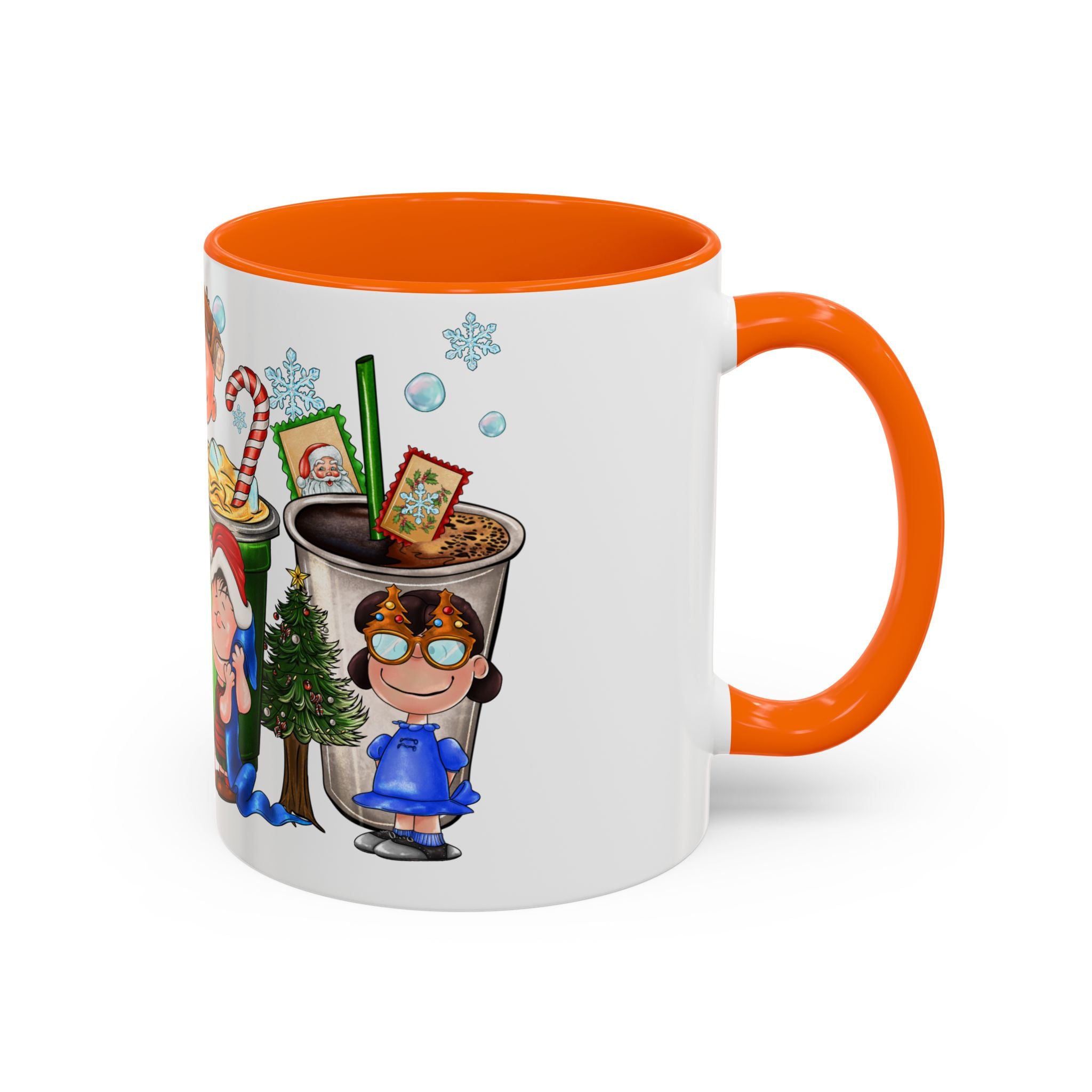 The Peanut Gang Christmas Characters Accent Coffee Mug | Holiday Cocoa Cartoon Mug