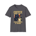 Coffee Because Murder Is Wrong T-Shirt | Black Cat Coffee Tee