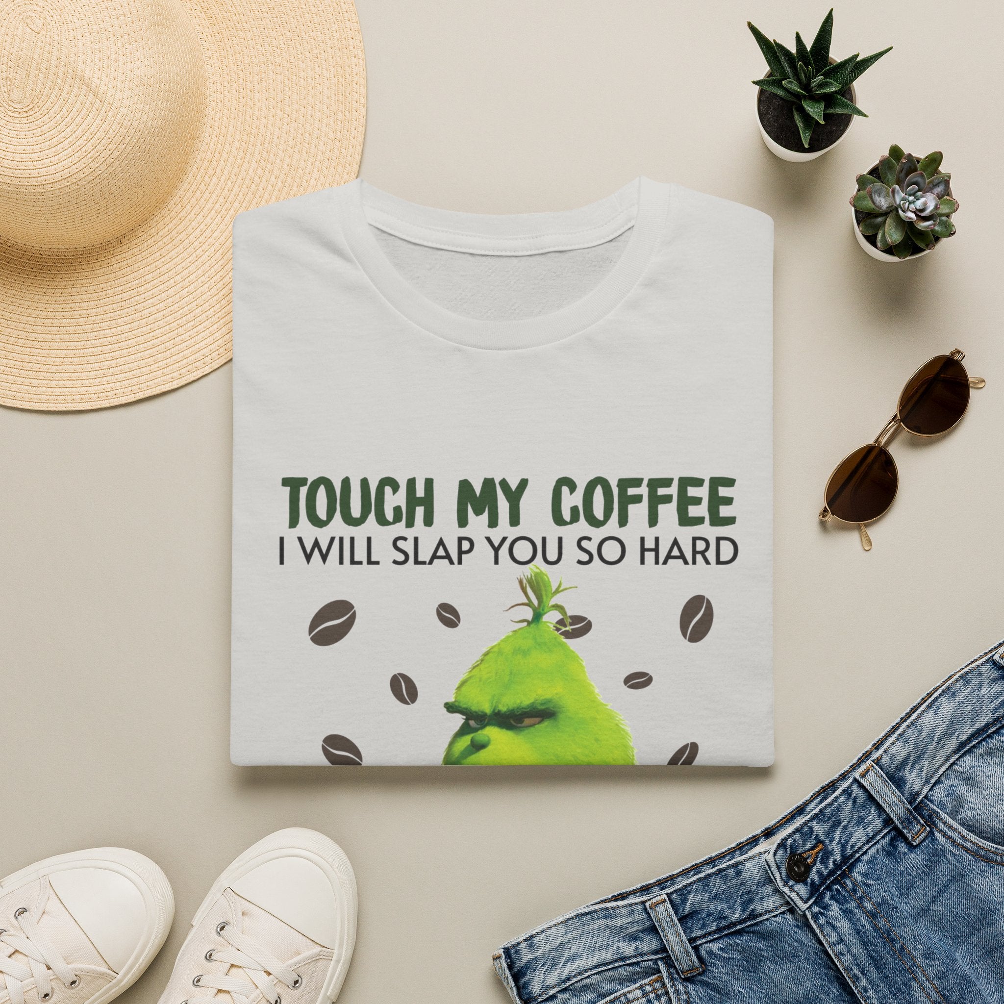 Funny Grinch Coffee T-Shirt, Unisex Tee for Coffee Lovers, Holiday Gift, Quirky Humor Shirt, Perfect for Christmas and Birthdays