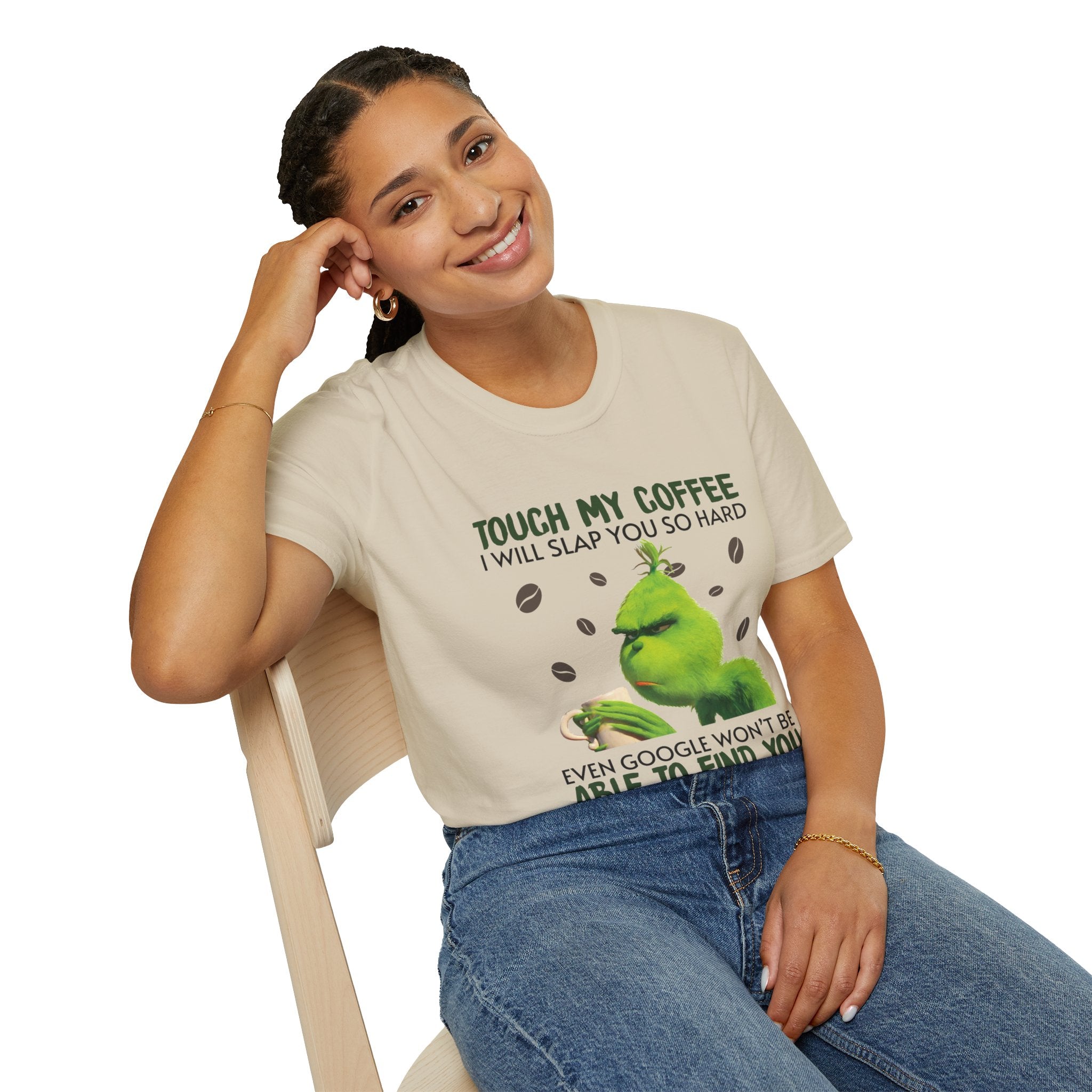 Funny Grinch Coffee T-Shirt, Unisex Tee for Coffee Lovers, Holiday Gift, Quirky Humor Shirt, Perfect for Christmas and Birthdays