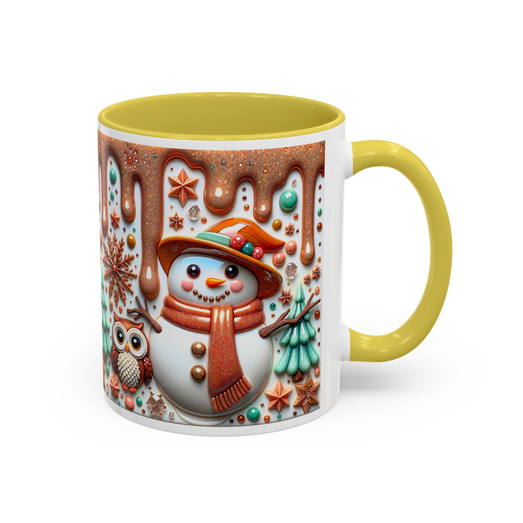 Colorful Holiday Mugs: Festive Owl & Snowman Design, Winter Gift, Christmas Coffee Cup, Cozy Kitchen Decor, Hot Cocoa Mug