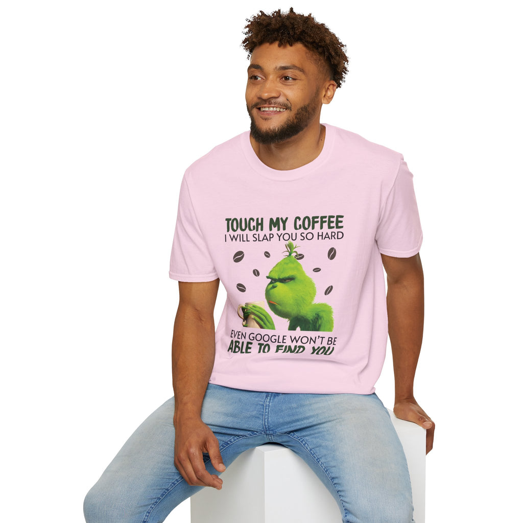 Funny Grinch Coffee T-Shirt, Unisex Tee for Coffee Lovers, Holiday Gift, Quirky Humor Shirt, Perfect for Christmas and Birthdays