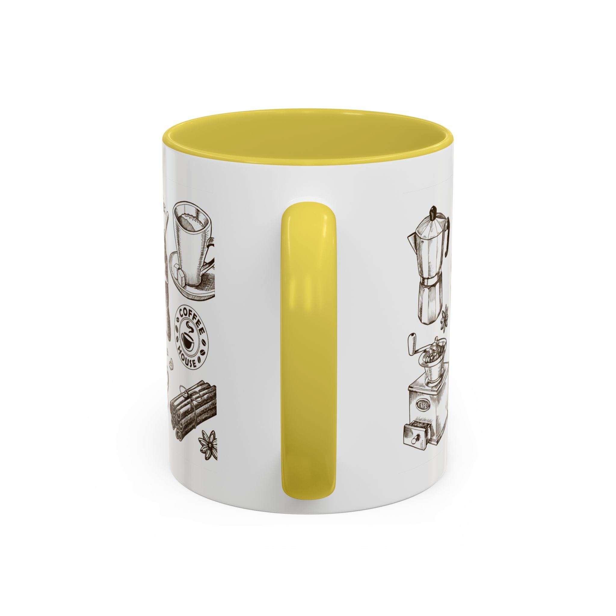 Coffee Pattern Mug — Illustrated Coffee Beans & Brewing Tools (11oz/15oz)