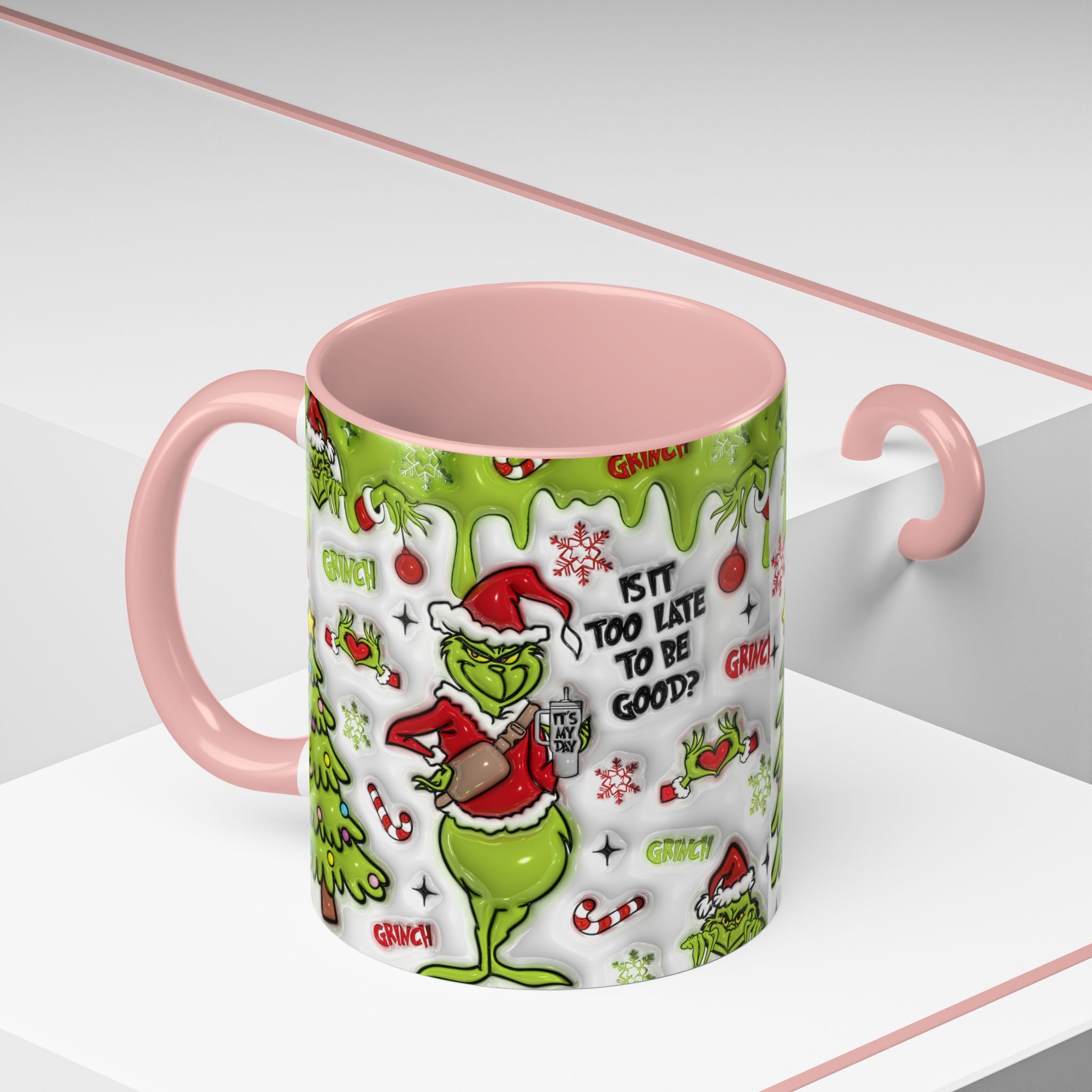 Grinch Holiday Coffee Mug — "Is It Too Late to Be Good?" Accent 11/15oz