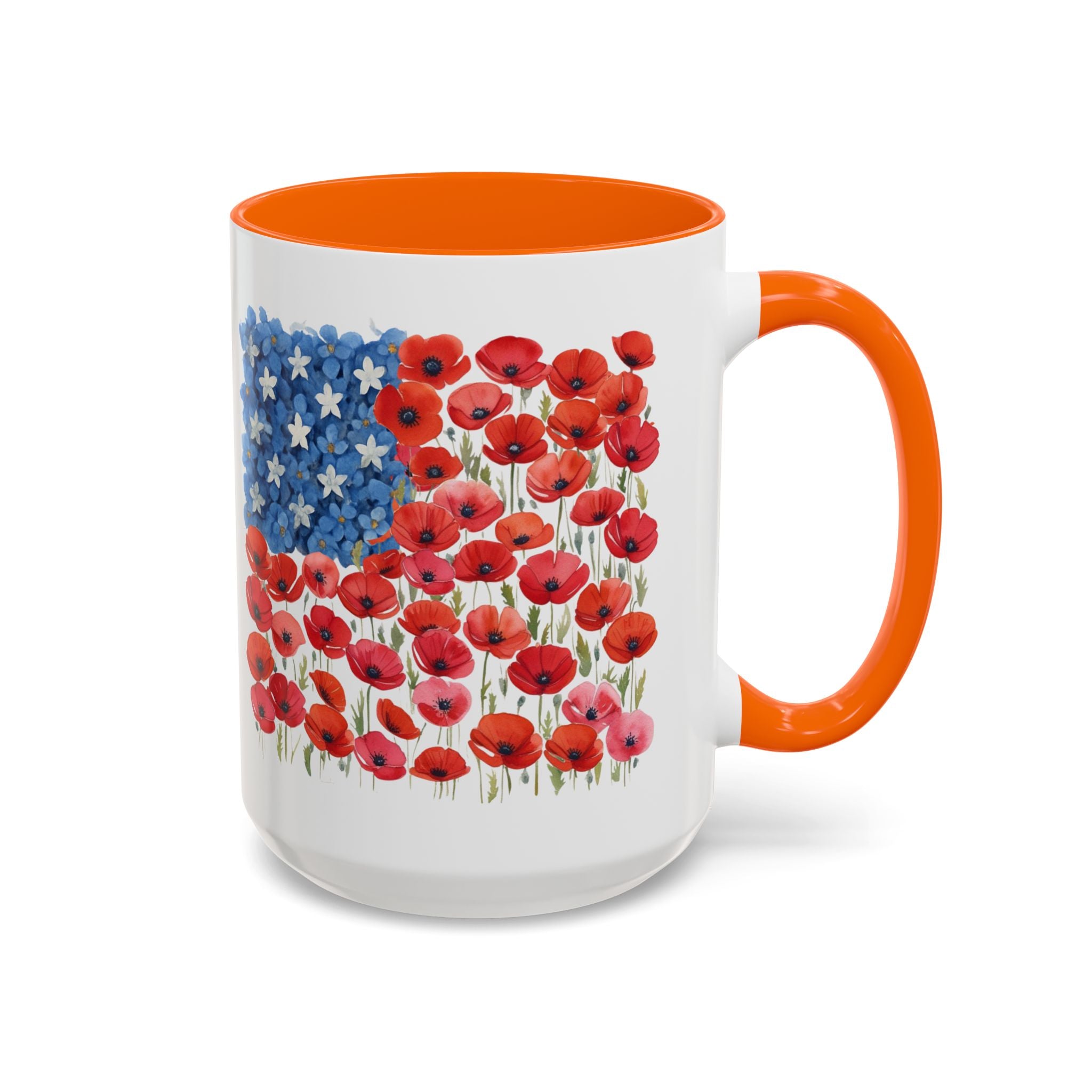 Poppy Flowers  American Flag Mug | Accent Coffee Mug